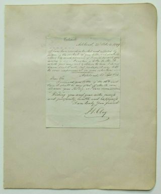 Henry Clay Sr.  9th U.  S Secretary State,  Senator Kentucky Autograph Letter ' Rare ' 2