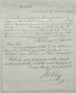 Henry Clay Sr.  9th U.  S Secretary State,  Senator Kentucky Autograph Letter ' Rare ' 3