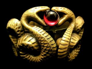 Rare Vintage Signed Joseff Of Hollywood Red Cab Snake Serpent Hinged Bracelet
