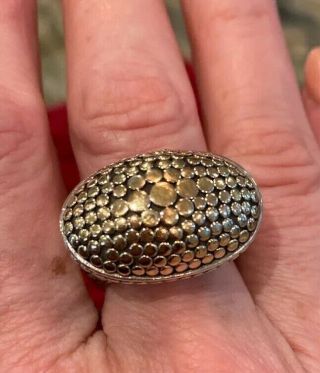 Rare John Hardy Sterling Silver 18k Gold Dot Oval East - West Ring Large 7.  75 925