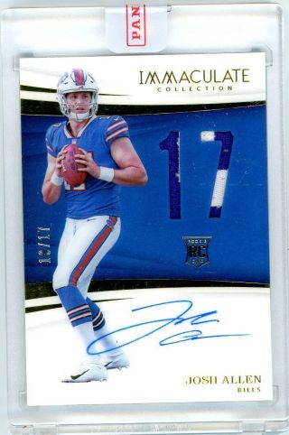 2018 Panini Immaculate Josh Allen Numbers Rookie Patch Auto Rpa 10/17 Bills Rare