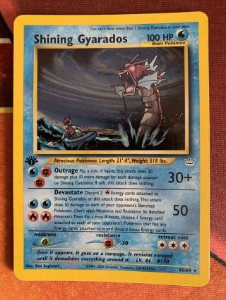 Shining Gyarados 65/64 1st Edition Holo Holographic Secret Rare Pokemon Card Neo