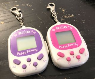 1998 Nano Puppy Family Giga Pet Playmates Rare Vintage Pink & Purple