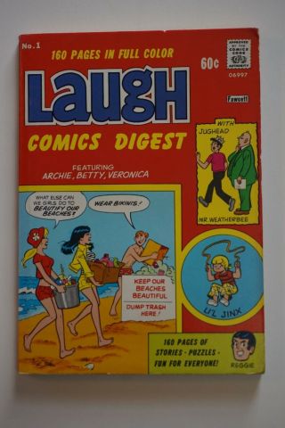 Archie Laugh Comics Digest 1 Rare 1st Issue 1974 F/vf/unread Riverdale