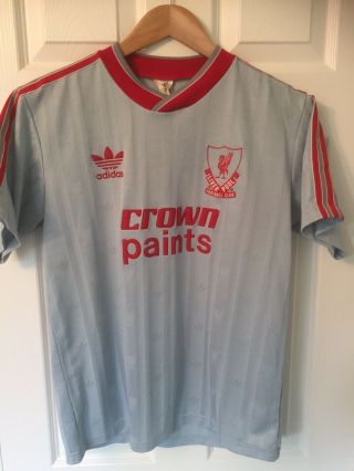 Liverpool Crown Paints 88 - 89 Away Grey Shirt Large Rare Not Candy