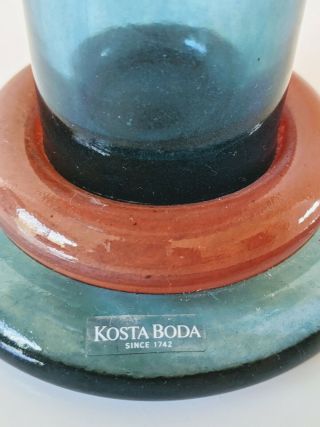 RARE Vintage Kosta Boda signed KJELL ENGMAN CanCan art glass footed bowl 2