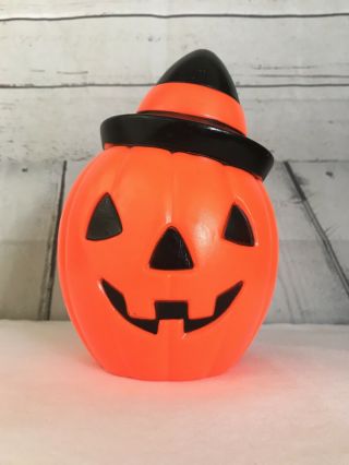 Rare Empire Vintage Halloween 1981 Plastic Blow Mold 8 “ Pumpkin Witch Hat