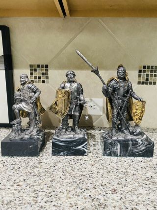 Michael Ricker Rare Pewter Sculpture Limited Edition Medieval Knights Set Of 3