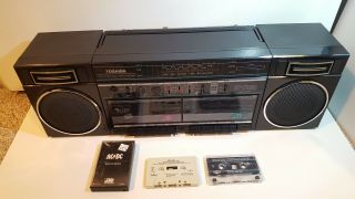 Vintage Rare 80s Toshiba Rt - 7036 Boombox Ghetto Blaster Detachable Speakers Fm