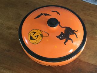 See’s Candies Orange Covered Dish 2016 Halloween Cat Pumpkin Bats Rare