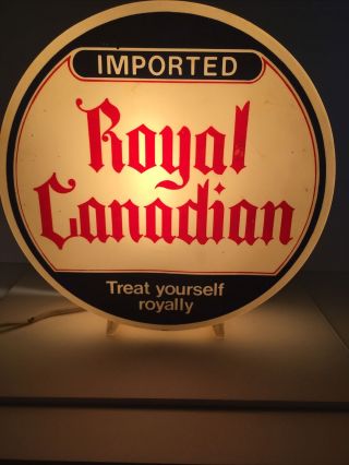 Vintage Royal Canadian Light Up Advertisment Sign,  Barrel Shaped,  Very Rare