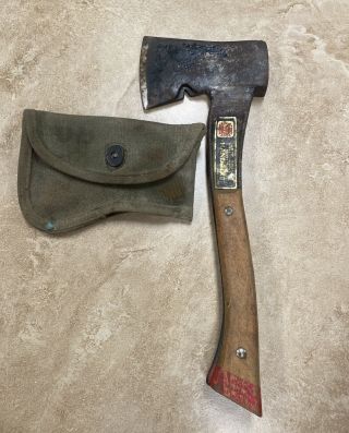 Rare Vintage Us Military Kiffe Hachet Hand Axe Made In Japan W/ Canvas Cover