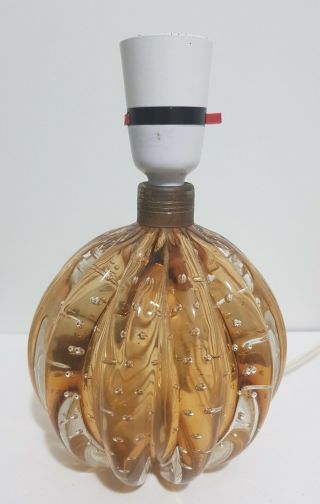 Rare Clear / Amber Vintage Murano Archimede Seguso Bullicante Bubble Glass Lamp