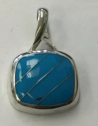 Rare Estate Old Pawn Navajo Sterling Silver 925 Turquoise Pendant Ub5