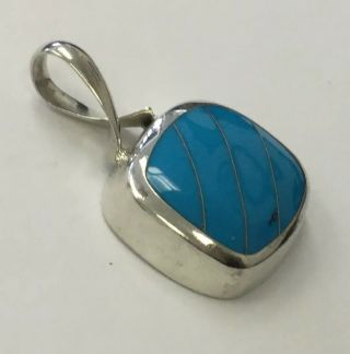 Rare Estate Old Pawn Navajo Sterling Silver 925 Turquoise Pendant UB5 2