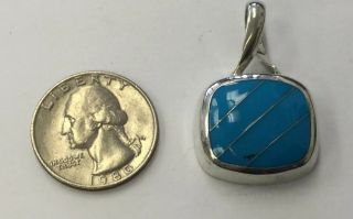 Rare Estate Old Pawn Navajo Sterling Silver 925 Turquoise Pendant UB5 3