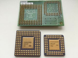 Intel A80386dx - 20,  387 Fpu,  On Very Rare Adapter Sbc387mx25,  Vintage Cpu,  Gold