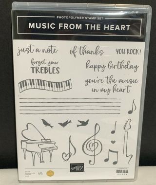 Stampin Up Music From The Heart Piano Notes Instruments Rubber Stamps Rare