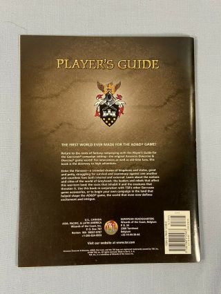 GREYHAWK PLAYER ' S GUIDE AD&D 2nd Edition Accessory 9578 First Printing 1998 Rare 2