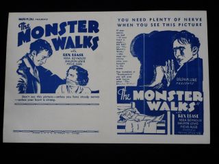 The Monster Walks 1932 Vintage Old Dark House Horror Film Frankenstein Rare