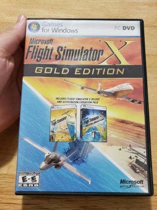 Microsoft Flight Simulator X Gold Edition Windows Pc 2008 Complete Rare