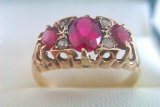 Rare & Ornate 18ct Gold Ruby & Diamond Victorian Gypsy Ring Circa 1898