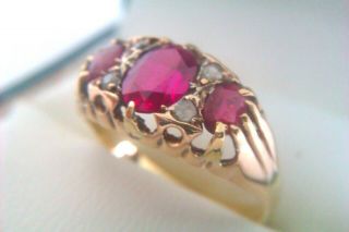 Rare & Ornate 18ct Gold Ruby & Diamond Victorian Gypsy Ring Circa 1898 2