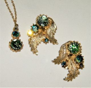 Rare Vintage Judy Lee Speckled Easter Egg Jewelry Necklace & Clip Earring Set