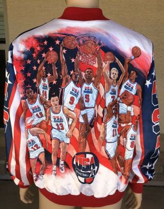 Rare Vintage Usa Basketball Dream Team Chalk Line Fanimation Jacket Size Xl