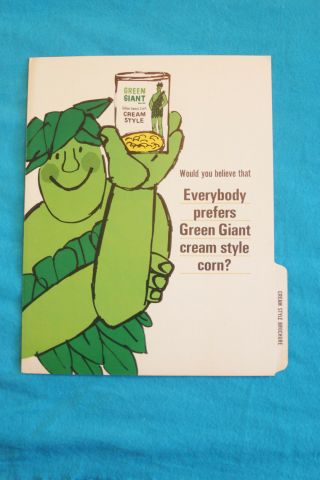 Vintage Green Giant Cream Style Corn Advertisement Brochure - Rare