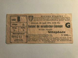 Rare: Manchester City V Gornik 1970 European Cwc Final Ticket - Vienna