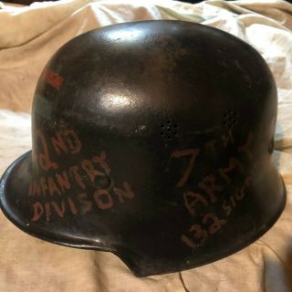Rare Ww2 German Trench Art Helmet Us 42 Division V Gd Cond