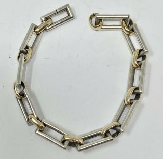 James Avery Retired/rare Sterling 14k Gold Rectangle Link Bracelet 7.  25” (24g)