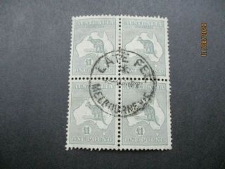 Kangaroo Stamps: £1 Grey C Of A Watermark Block Of 4 - Rare - (k189)
