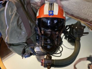 Vintage Gen Tex Pilot Helmet With Bag And Oxygen Hose 50s 60s Vietnam Era ? Rare