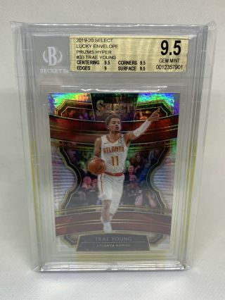 Bgs 9.  5 Trae Young 2019 - 20 Select Lucky Envelopes Prizm 4/8 33 Hawks Rare