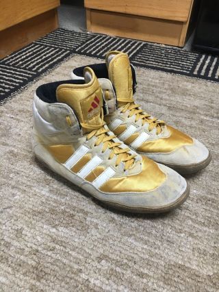 Adidas Absolute Wrestling Shoes,  Size 10,  Gold And White,  Rare,  Nike,  Asic,