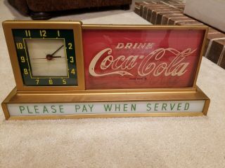 Rare And Vintage Coca Cola Fountain Shop Clock 19.  5 " X 9 " Metal Glass