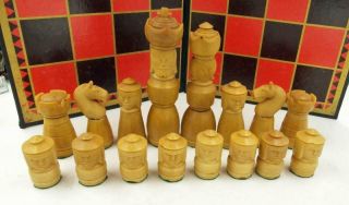 Vintage Mid Century Tagua Nut Hand Carved Chess Set Missing A Black Knight Rare