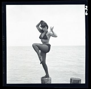 RARE Bettie Page 1954 Camera Negative Bunny Yeager Karate Pose Pin Up 2