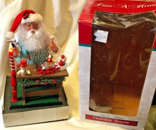 Extremely Rare T.  L.  Toy Work Shop Santa Fully W.  Box Trim A Home