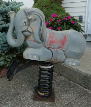 Rare Vintage Game Time Saddle Mates Playground Elephant W Spring Base,  Aluminum