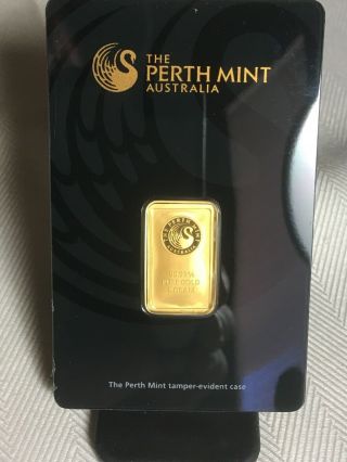 Rare Perth Black Swan 5 Gram Gold Bar 99.  99 Fine Gold In Assay.