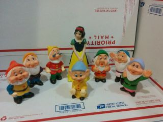 Vintage Walt Disney Snow White And The Seven Dwarfs Squeeze Toy Set Rare Dwarves