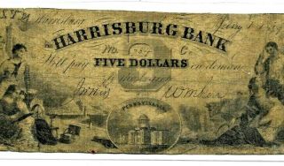 $5 " Harrisburg Bank " 1800 