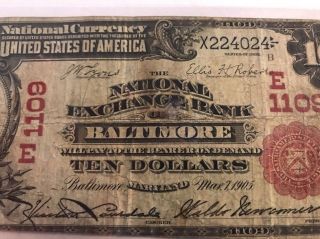 Rare 1902 Red Seal Baltimore Md Maryland National Exchange Bank Charter 1109