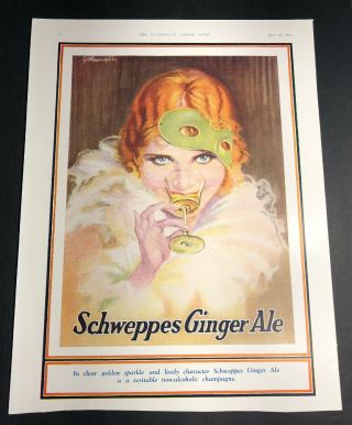 Schweppes Ginger Ale Soda Pop Rare Ad 1931 Pin Up Flapper Girl - Frame As Sign