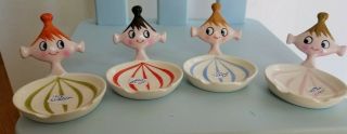 Set Of 4 Holt Howard Pixie Dish Plate Trays Rare Ashtray Or Condiment