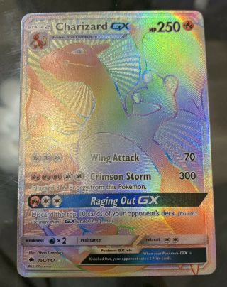 Charizard Gx Holo Pokemon Burning Shadows Card Secret Hyper Rare 150/147 Nm/m