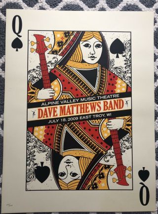 Dave Matthews Band Poster 7/18/2009 Queen Alpine Valley East Troy Wi /1050 Rare